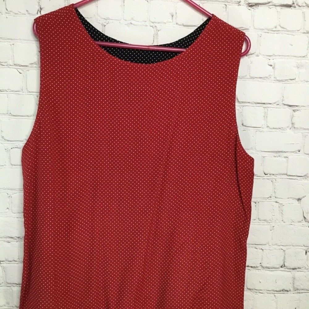 Koret Women's Red/Navy Blue Polka Dot Reversible Tank Top Size 18